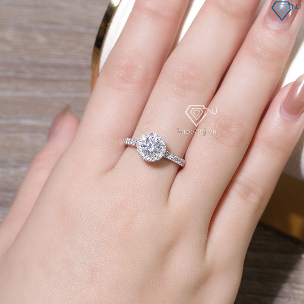 Nhẫn bạc nữ xi kim mặt tròn đính đá NN0554-XK