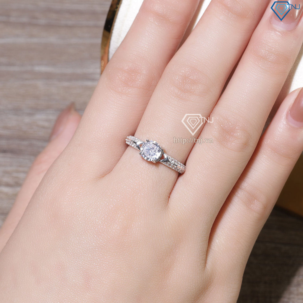 Nhẫn bạc nữ đính đá trắng xi kim NN0558-XK