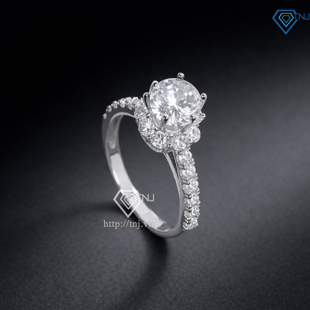 Nhẫn bạc nữ đẹp đính đá trắng xi kim NN0562-XK