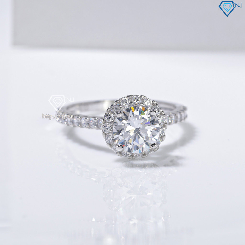 Nhẫn bạc nữ xi kim mặt tròn đính đá trắng NN0565-XK