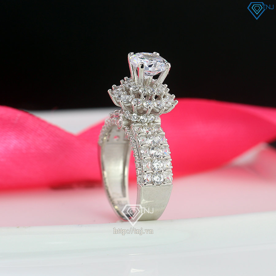 Nhẫn nữ xi kim bản to đính đá đẹp NNXK0018