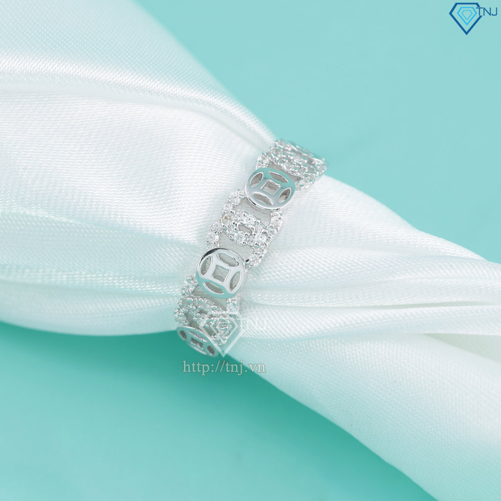 Nhẫn bạc nữ kim tiền xi kim đính đá NNXK0465