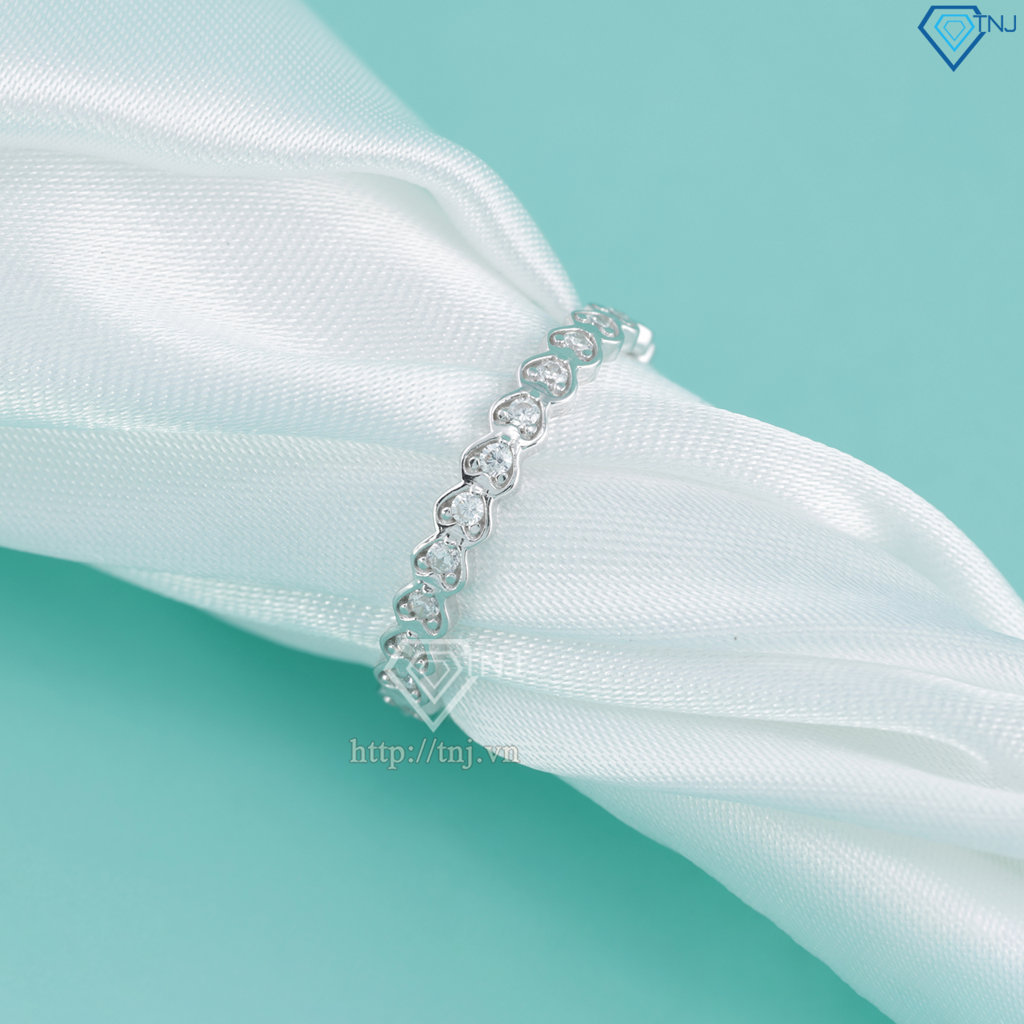 Nhẫn bạc nữ hình trái tim xi kim đính đá NNXK0519