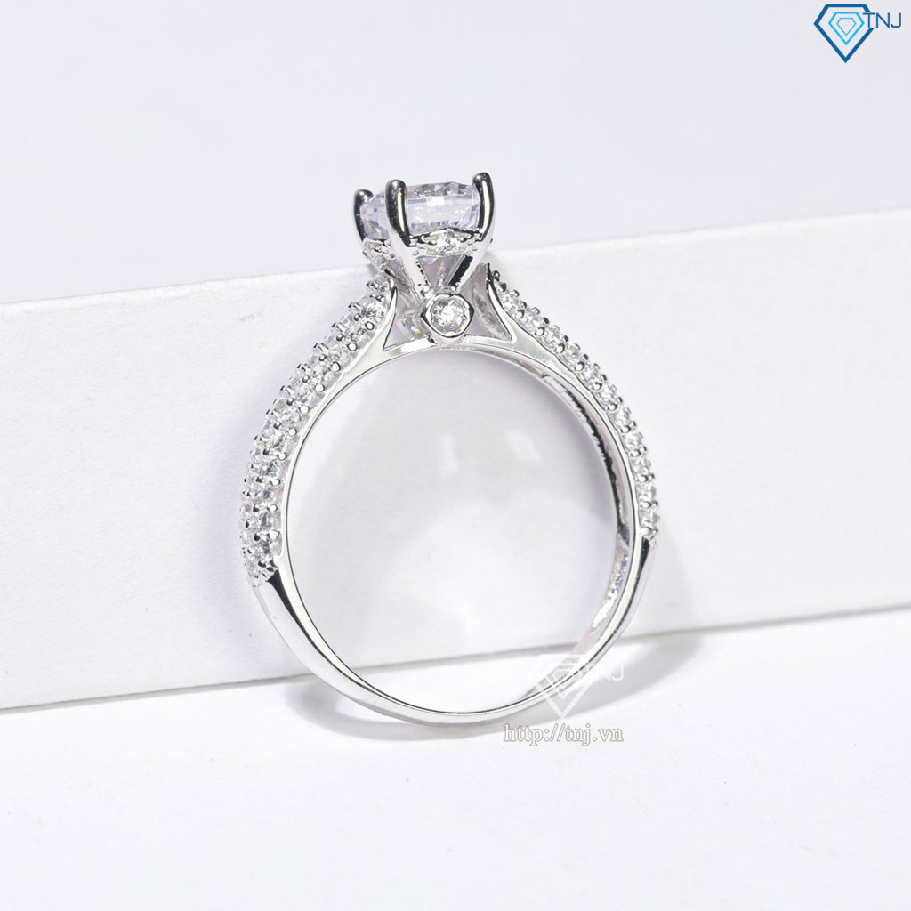 Nhẫn bạc nữ full đá 2 bên xi kim NN0553-XK