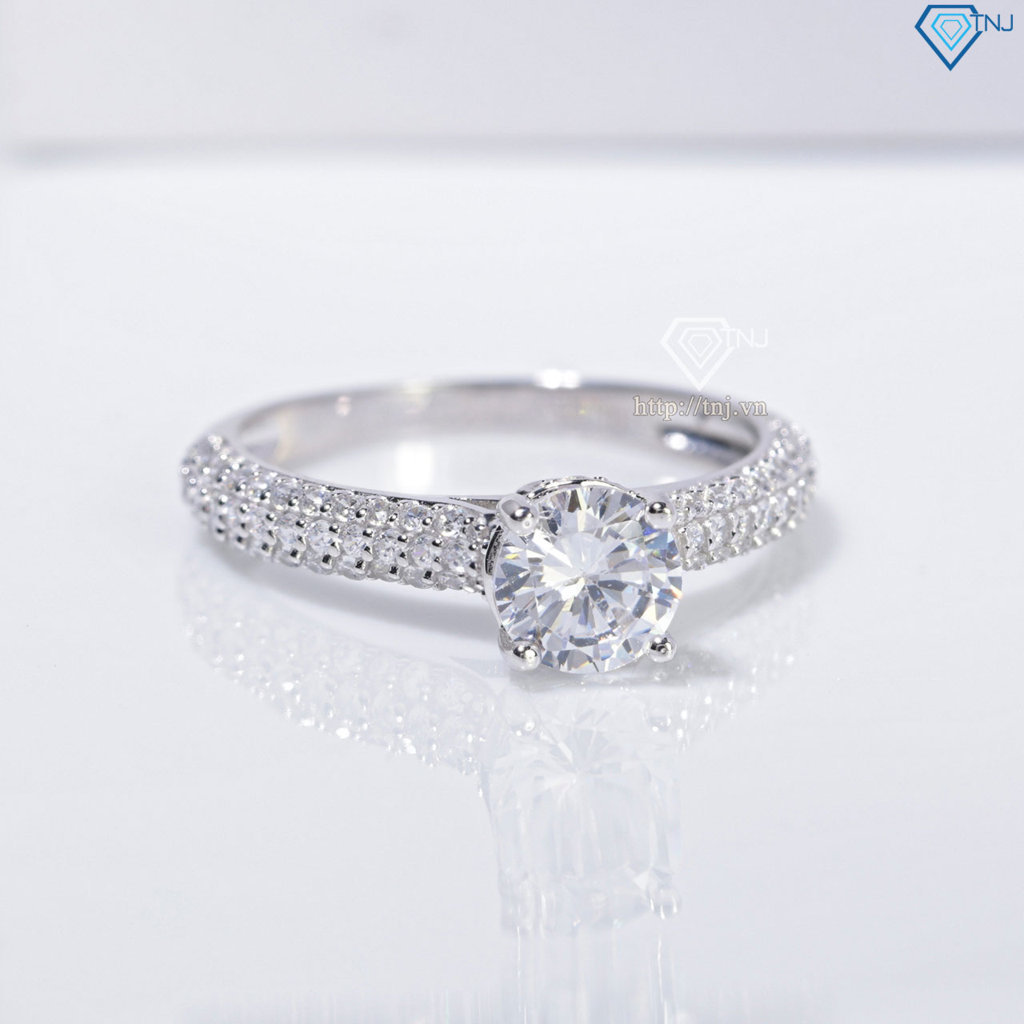 Nhẫn bạc nữ full đá 2 bên xi kim NN0553-XK