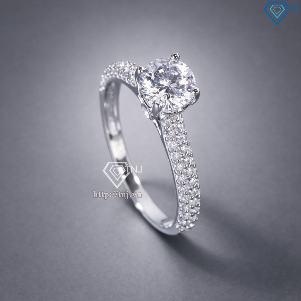 Nhẫn bạc nữ full đá 2 bên xi kim NN0553-XK