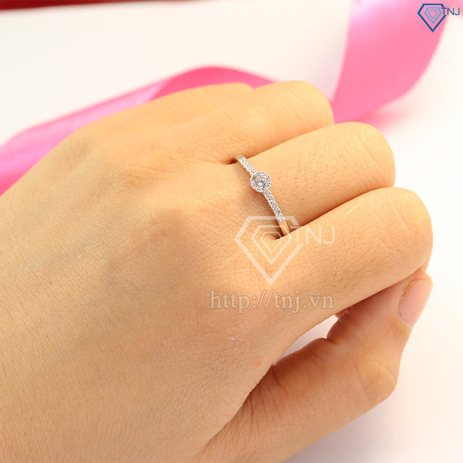 nhẫn bạc nữ đẹp đính đá đơn giản NN0196