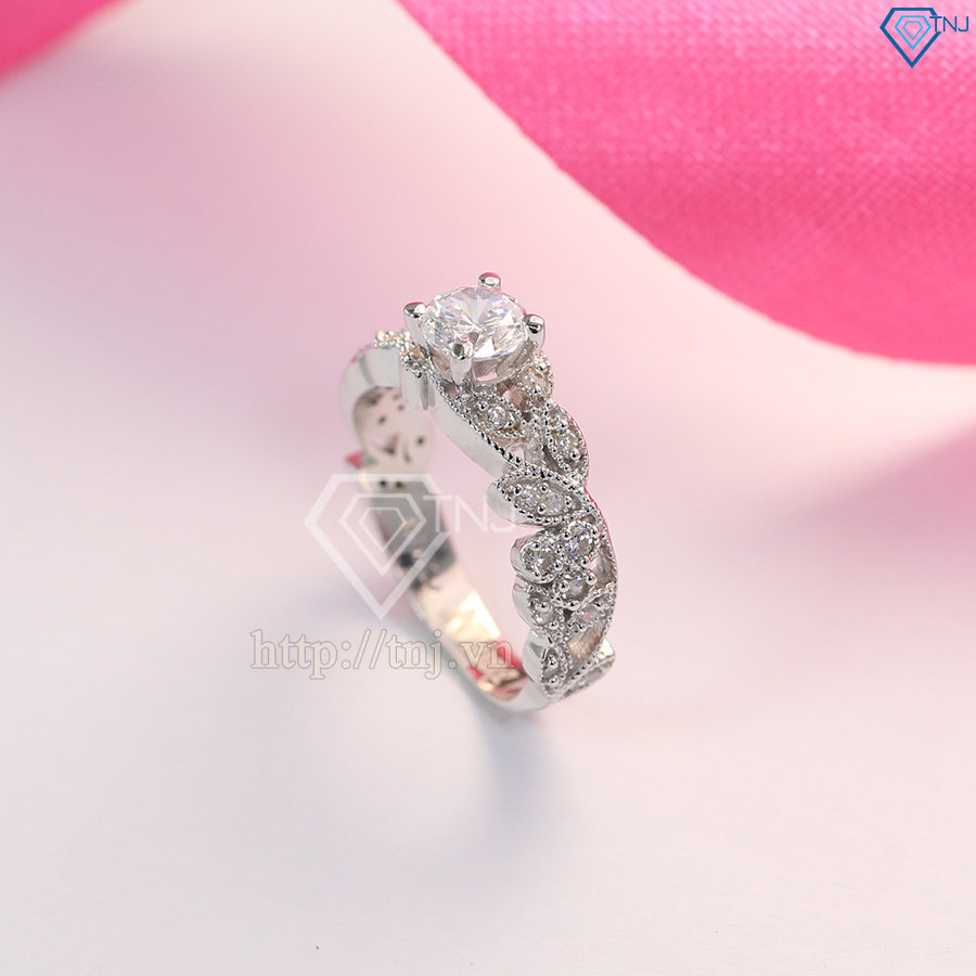 Nhẫn bạc nữ hình bông hoa hồng đính đá đẹp NN0233