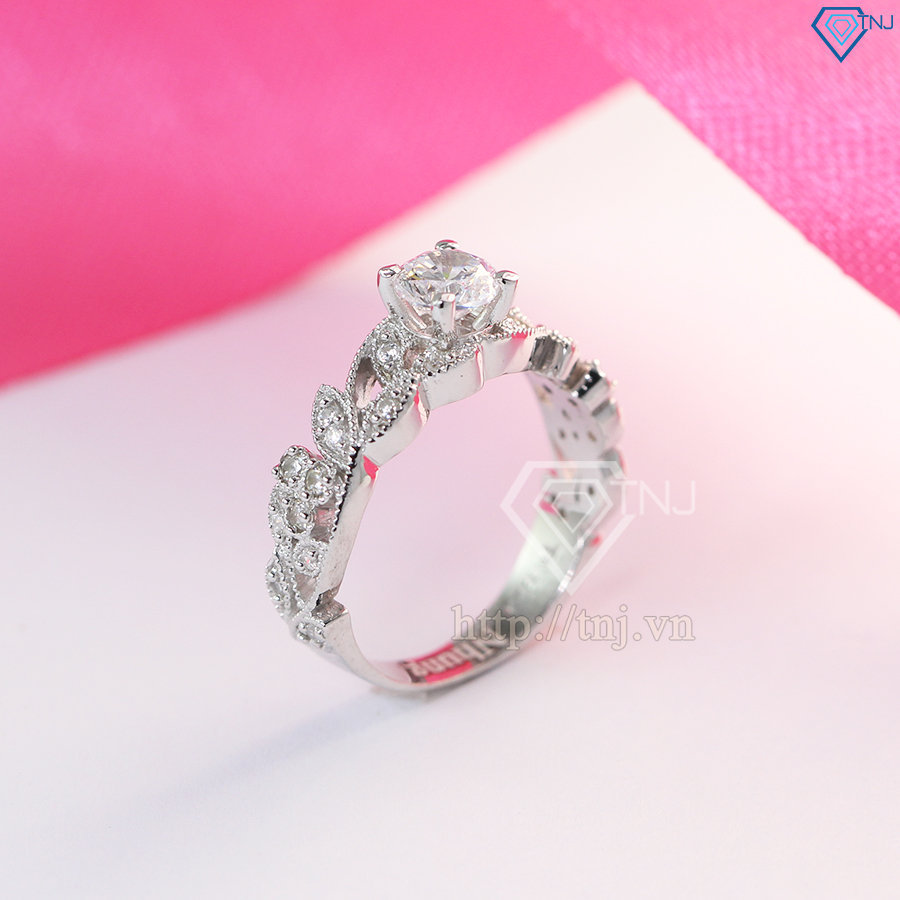 Nhẫn bạc nữ hình bông hoa hồng đính đá đẹp NN0233