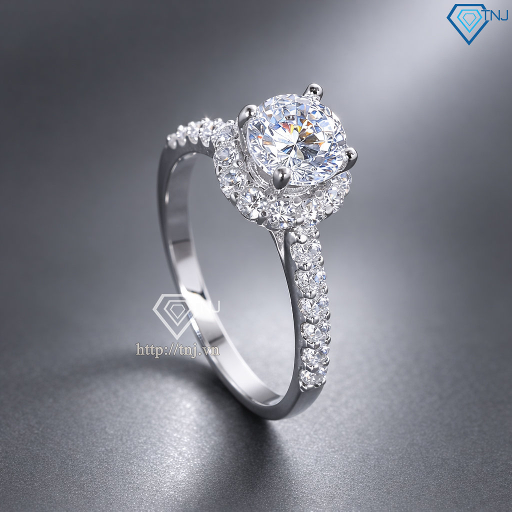 Nhẫn bạc nữ xi kim đính đá trắng NN0566-XK