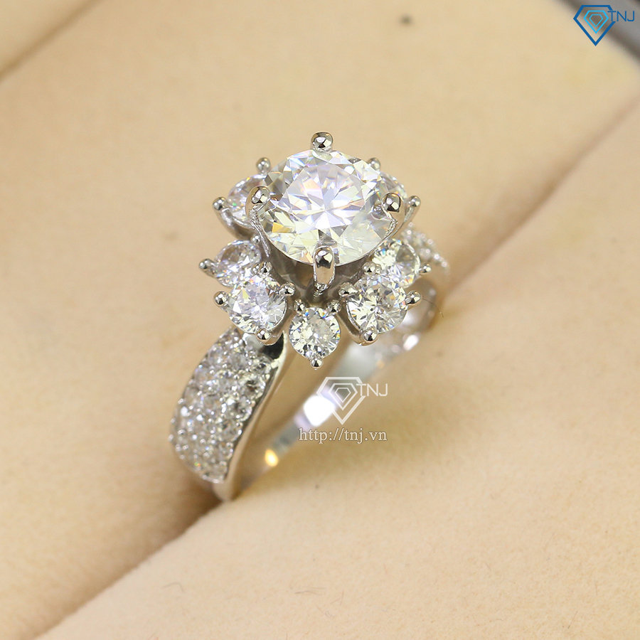 Nhẫn nữ Moissanite bản to đính kim cương 8.0mm NNM0016