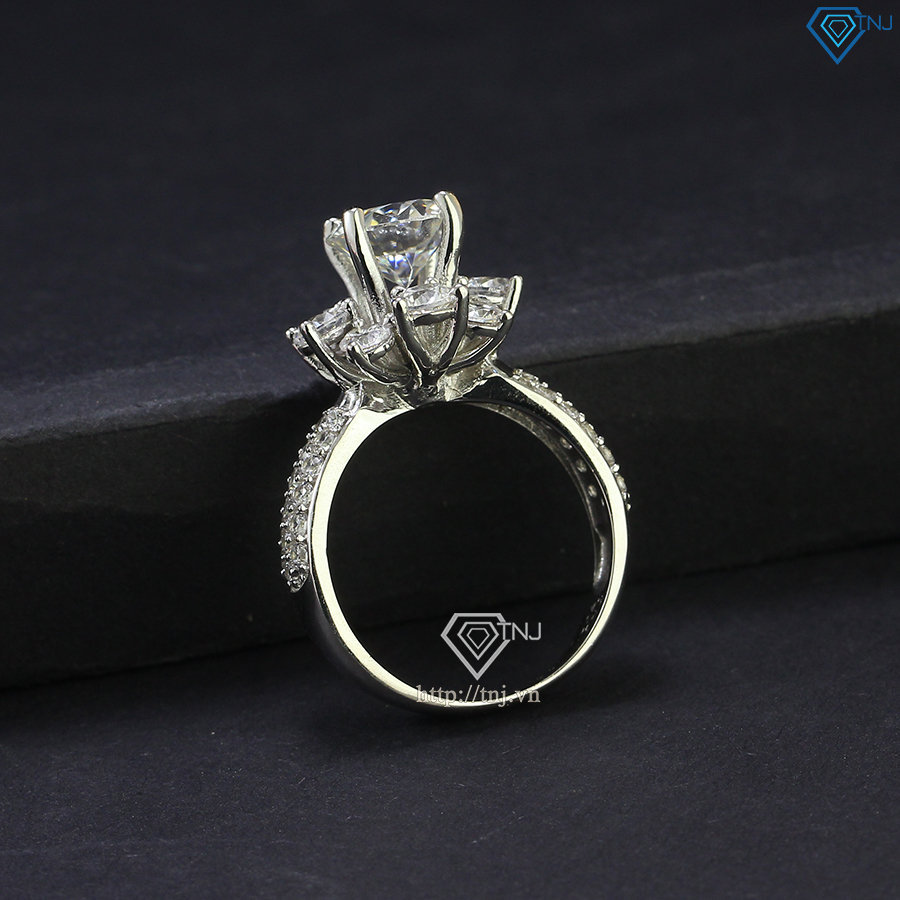 Nhẫn nữ Moissanite bản to đính kim cương 8.0mm NNM0016