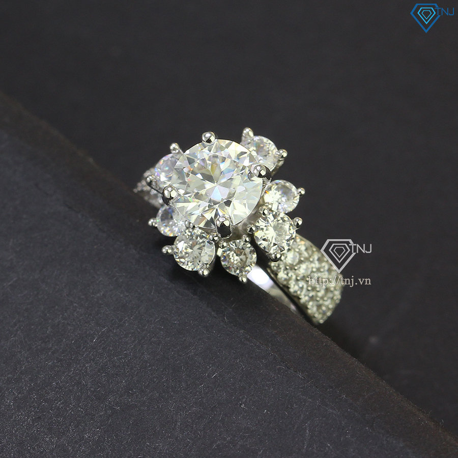 Nhẫn nữ Moissanite bản to đính kim cương 8.0mm NNM0016