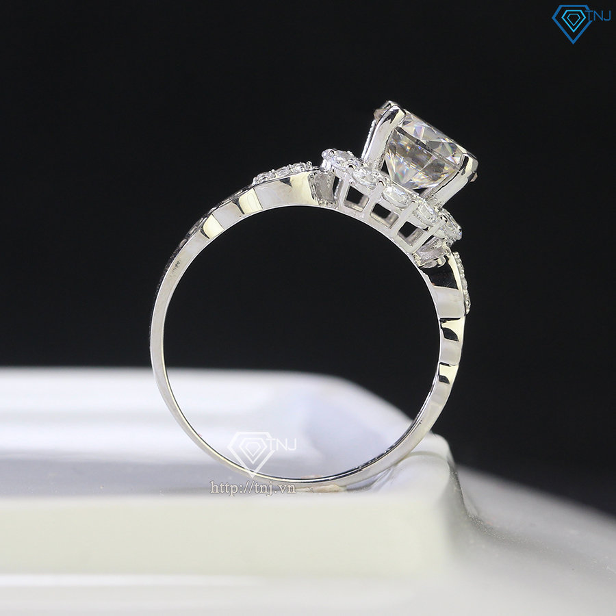 Nhẫn bạc nữ kim tiền đính kim cương Moissanite 8.0mm NNM0046