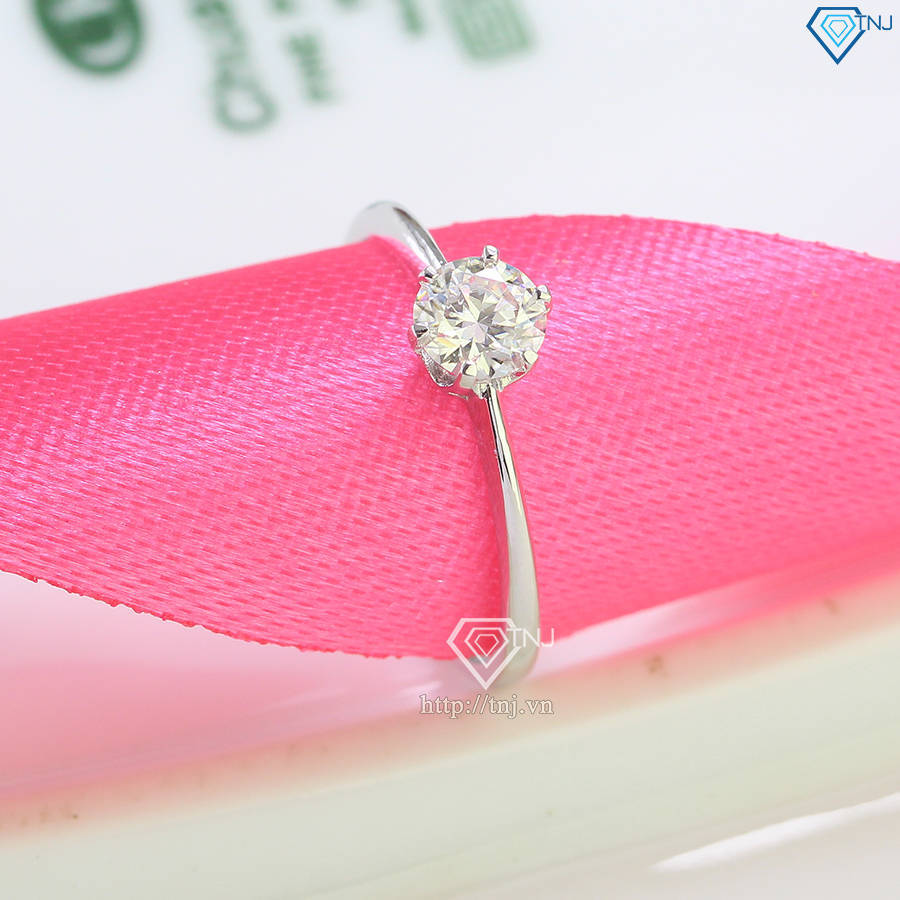 Nhẫn bạc nữ đơn giản đính kim cương Moissanite 5.0mm - Kiểm định GRA NNM0055