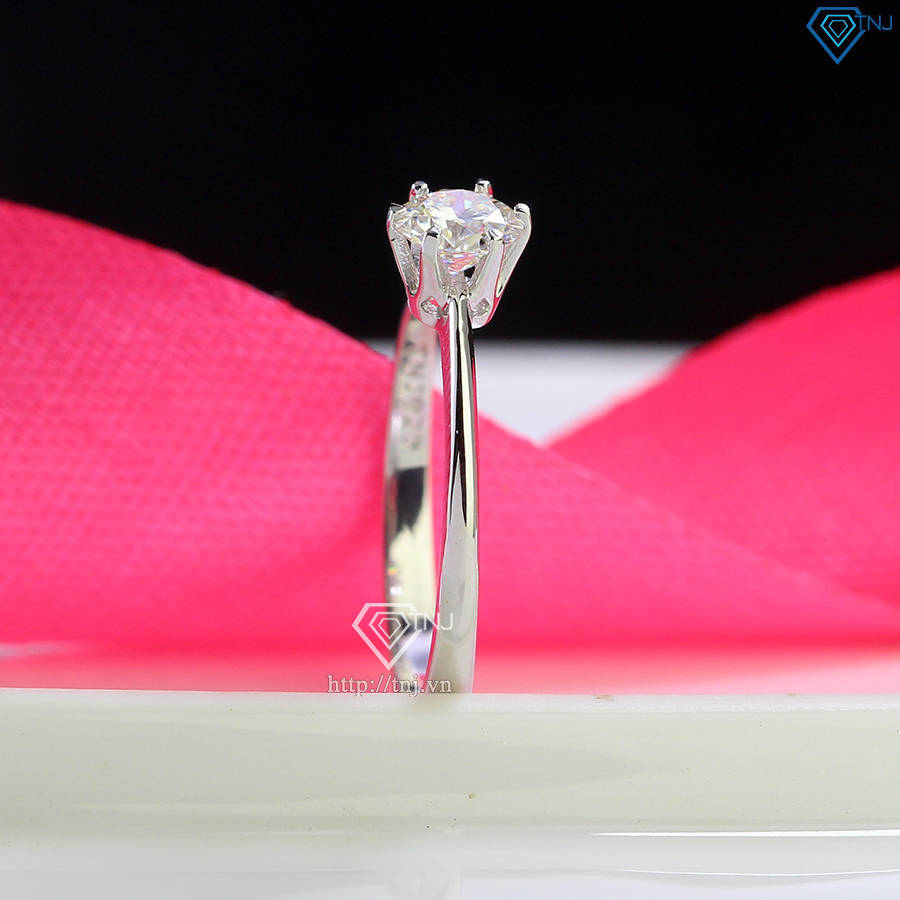 Nhẫn bạc nữ đơn giản đính kim cương Moissanite 5.0mm - Kiểm định GRA NNM0055