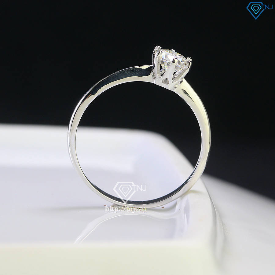 Nhẫn bạc nữ đơn giản đính kim cương Moissanite 5.0mm - Kiểm định GRA NNM0055