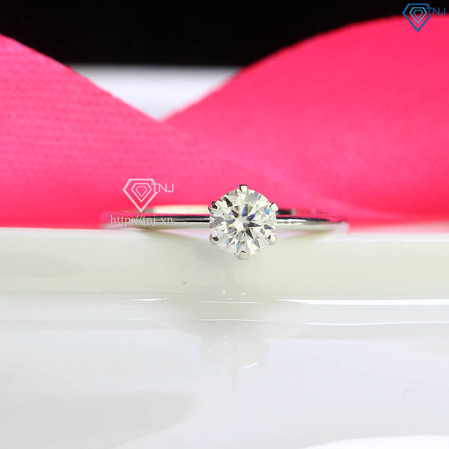 Nhẫn bạc nữ đơn giản đính kim cương Moissanite 5.0mm - Kiểm định GRA NNM0055