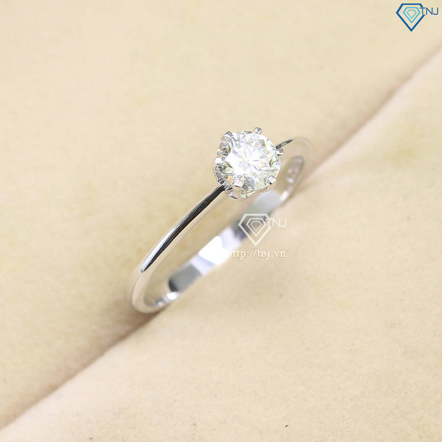Nhẫn bạc nữ đơn giản đính kim cương Moissanite 5.0mm - Kiểm định GRA NNM0055