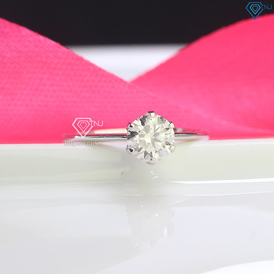 Nhẫn bạc nữ  đơn giản đính kim cương Moissanite 6.0mm - Kiểm định GRA NNM0055