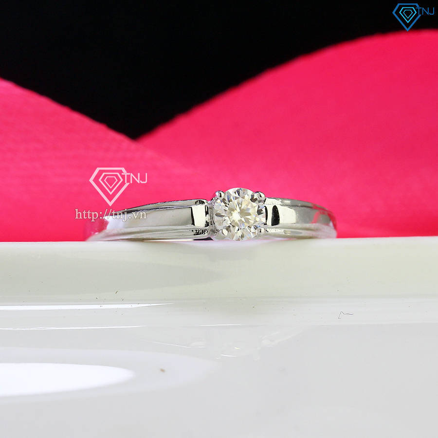 Nhẫn bạc nữ đơn giản đính kim cương Moissanite 4.0mm - Kiểm định GRA NNM0062