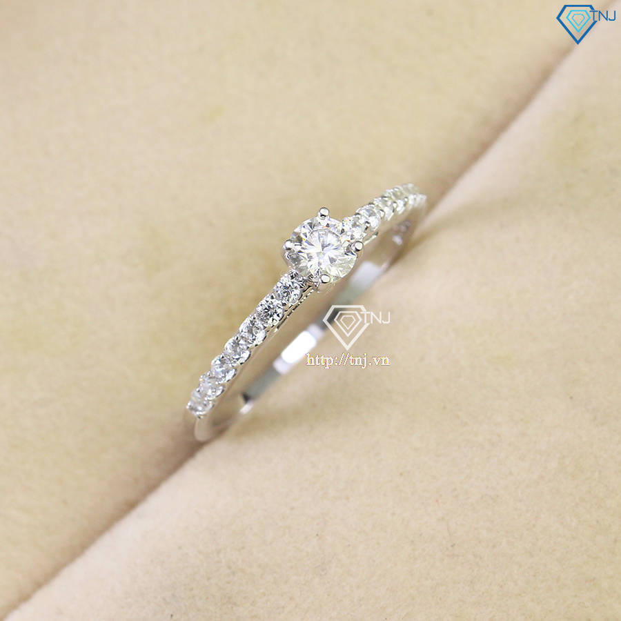 Nhẫn bạc nữ giá rẻ đính kim cương Moissanite 4.0mm - Kiểm định GRA NNM0063