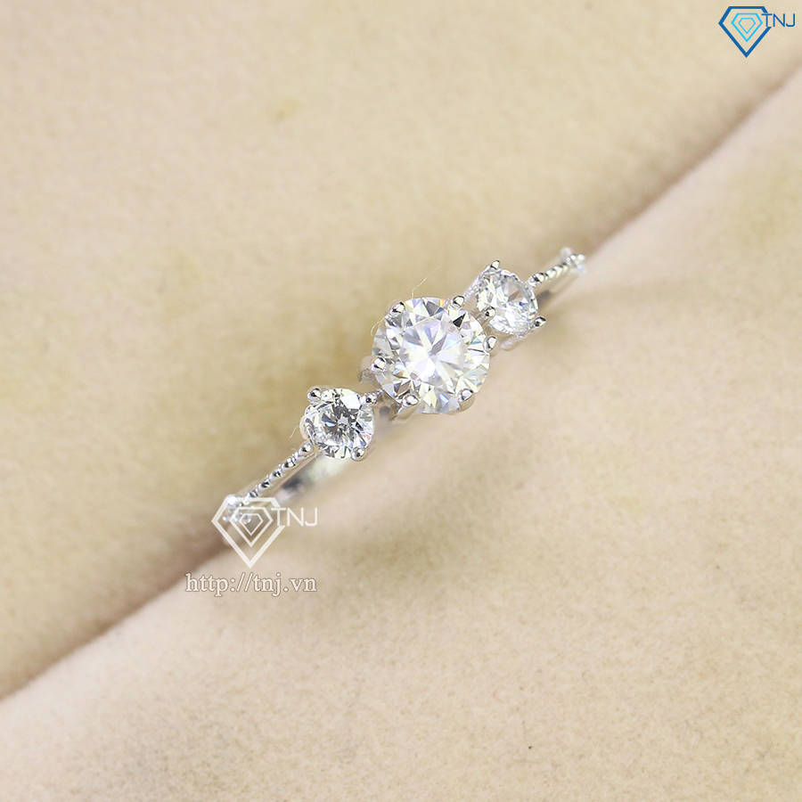 Nhẫn bạc nữ Hà Nội đính kim cương Moissanite 5.0mm - Kiểm định GRA NNM0074
