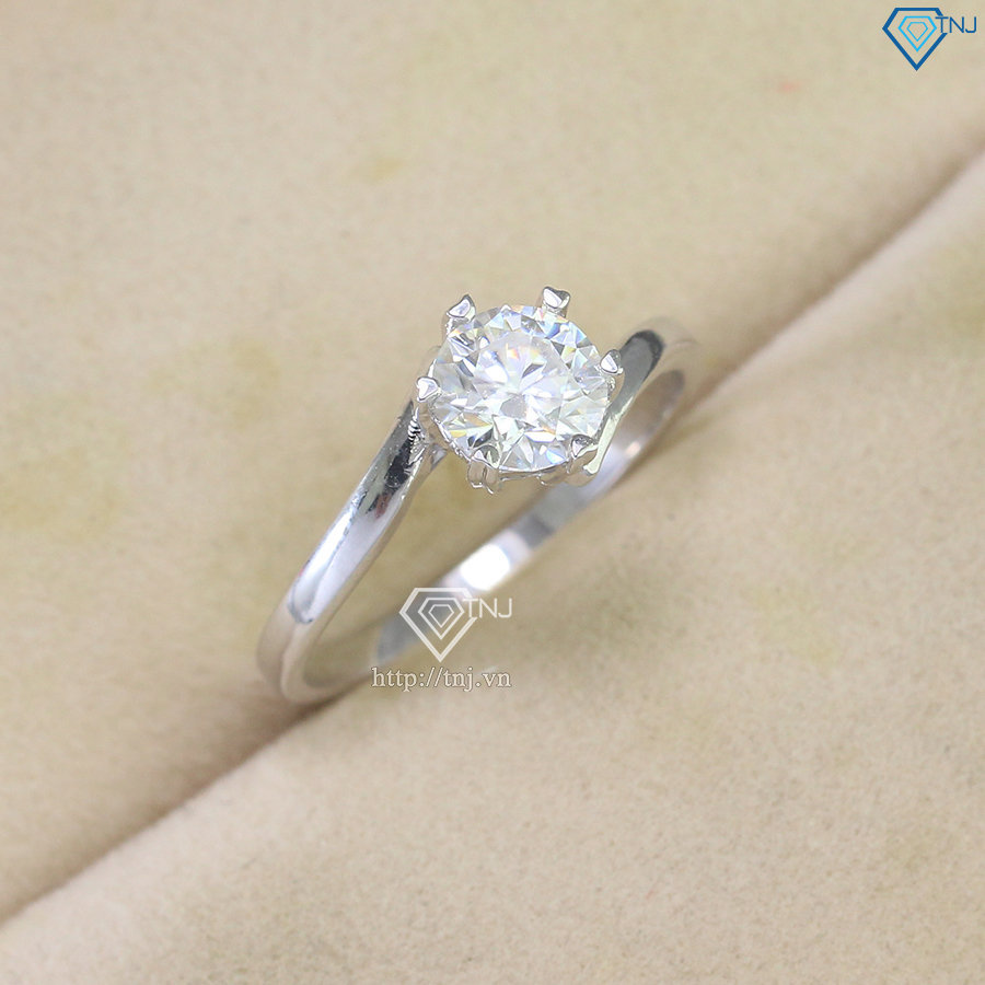 Nhẫn bạc nữ đơn giản đính kim cương Moissanite đẹp 6.0mm - Kiểm định GRA NNM0082