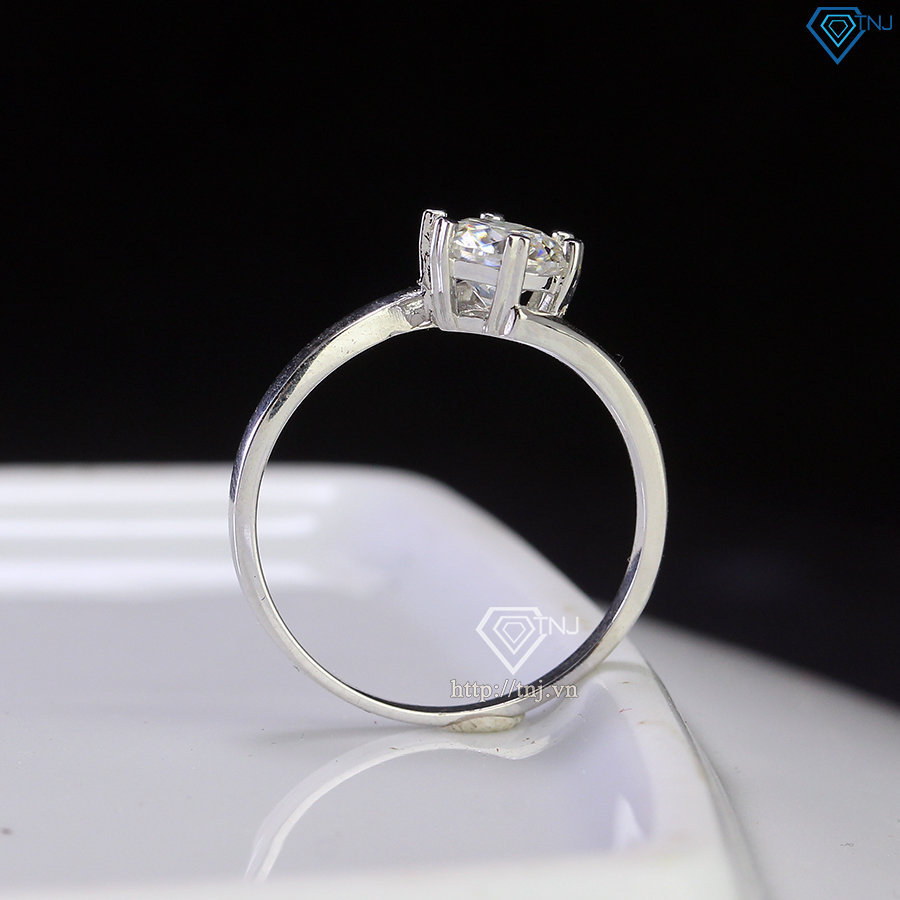 Nhẫn bạc nữ đơn giản đính kim cương Moissanite đẹp 6.0mm - Kiểm định GRA NNM0082