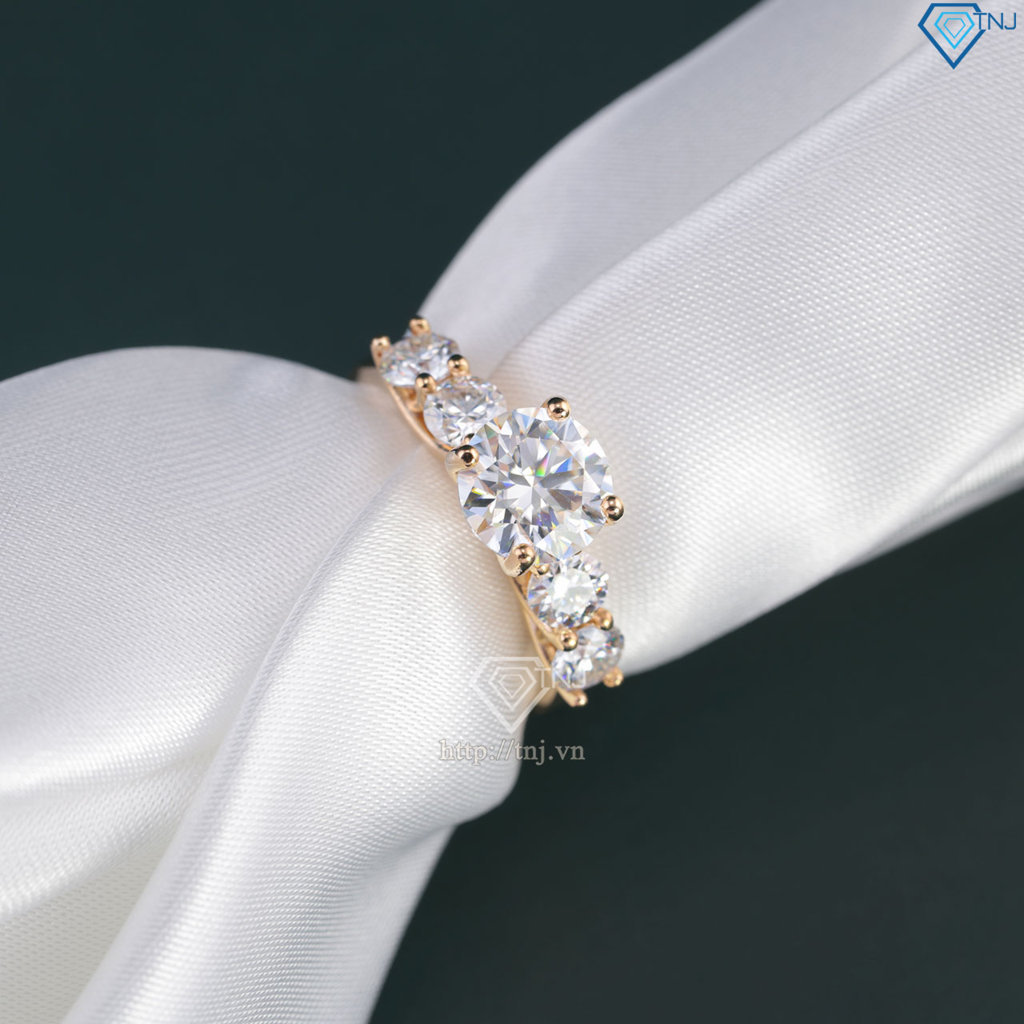 Nhẫn nữ xi vàng hồng đính full kim cương Moissanite sang trọng NNM0086-XH