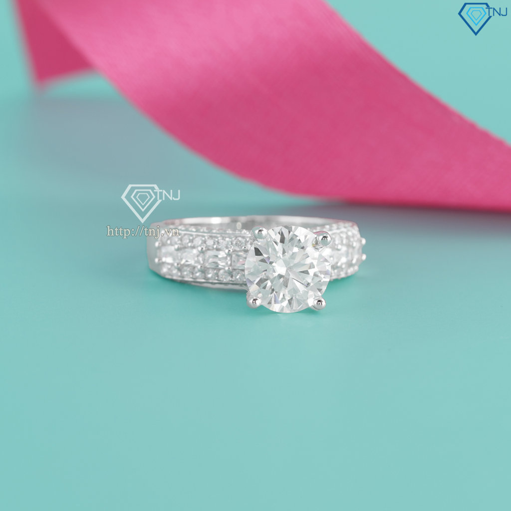 Nhẫn nữ Moissanite sang trọng đính kim cương 8.0mm NNM0092
